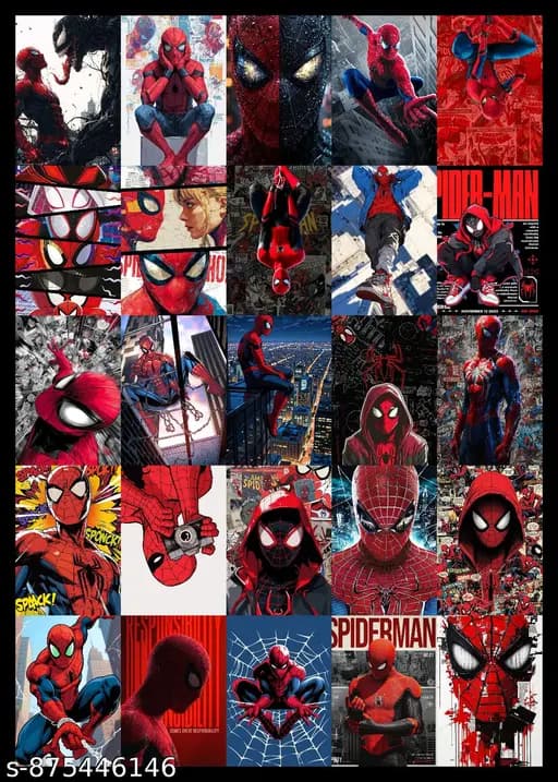 Spider-Man Poster Card Combo – Set of 25 | A6 Size Superhero Wall Art