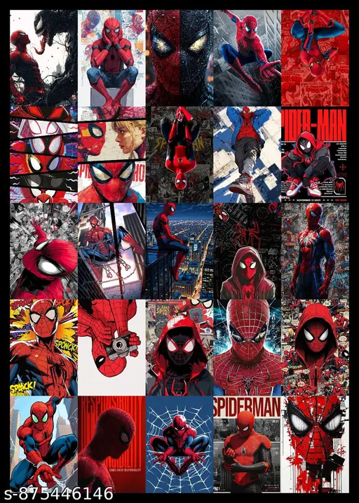 Spider-Man Poster Card Combo – Set of 25 | A6 Size Superhero Wall Art