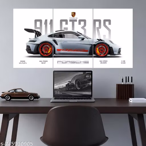 Porsche 911 GT3 RS Split Design Poster (Pack of 3, 12x18")