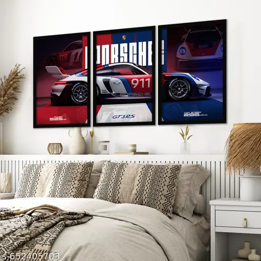Sports Car Framed Wall Art Triptych (Set of 3, Large)