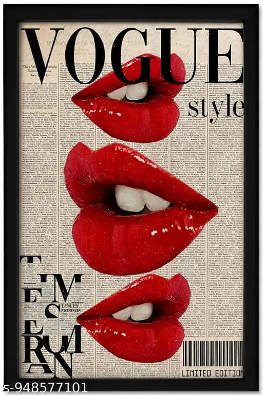 Fashion Editorial Red Lips Framed Wall Poster