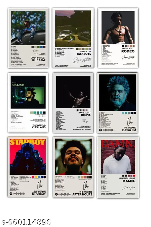 Hip-Hop Album Art Poster Set (Pack of 9, Mini)